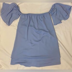 Julie Billiart Open Shoulder Carolina Blue Dress